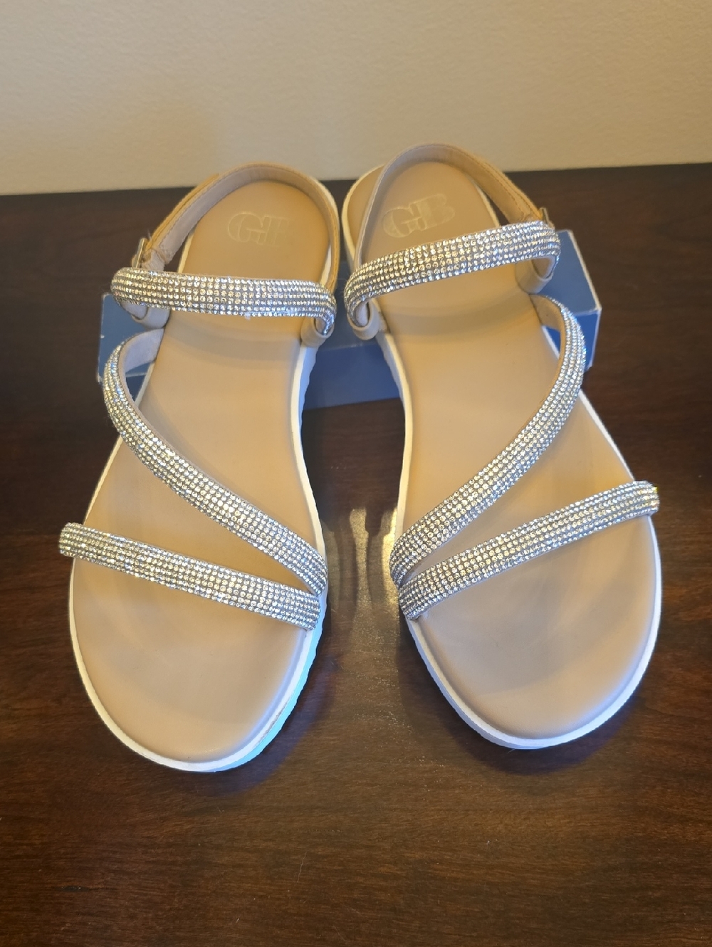 Gianni Bini Champagne Rhinestone Strappy Sandals